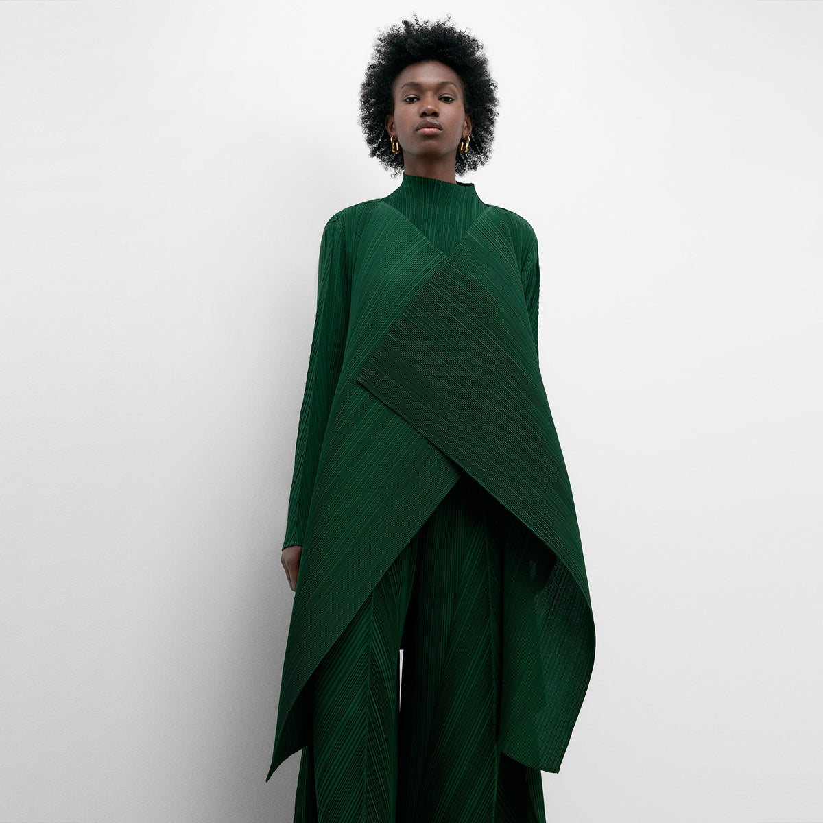 Asymmetric Crinkle Long Jacket