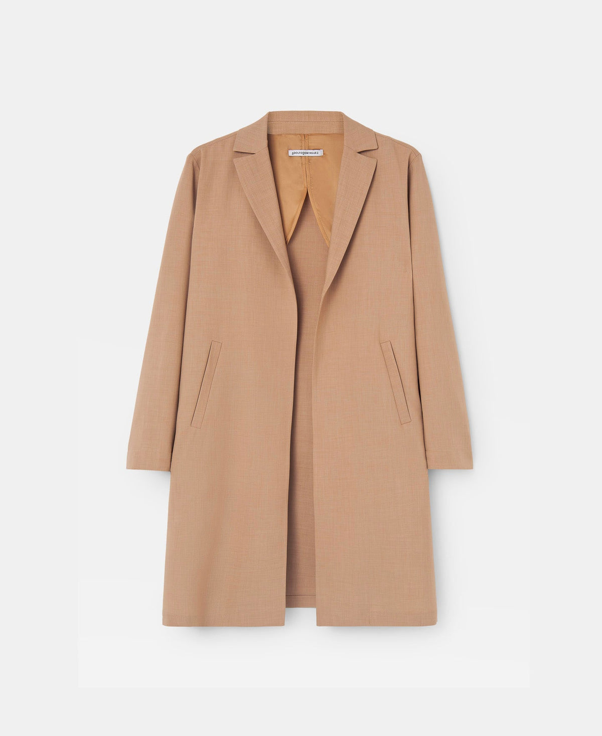 Camel Straight Blazer With Collar And Lapel