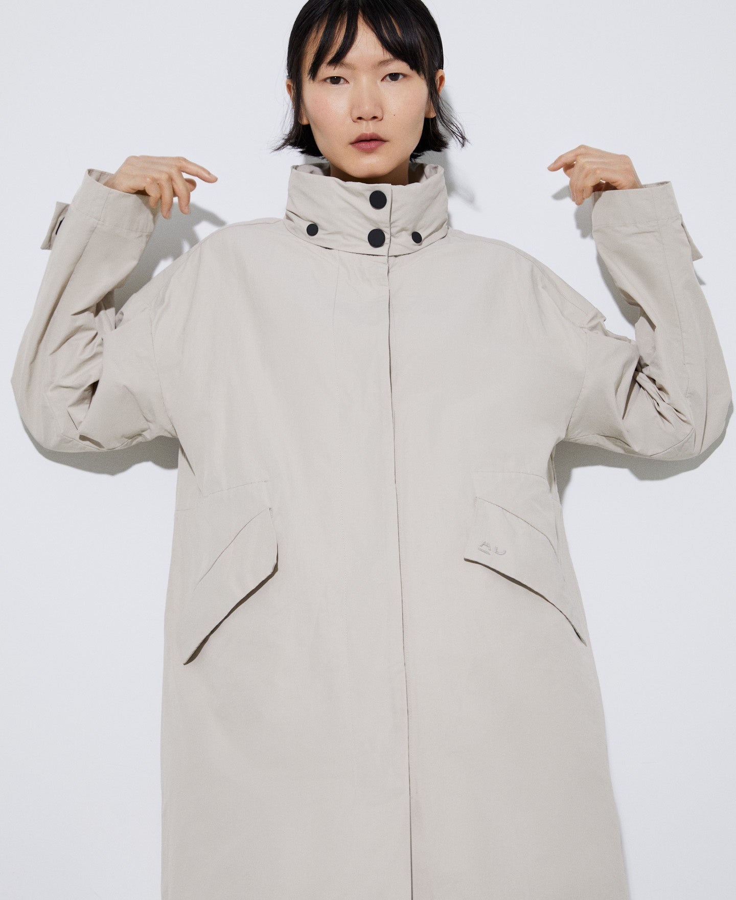Stone Long Parka In Cotton And Nylon