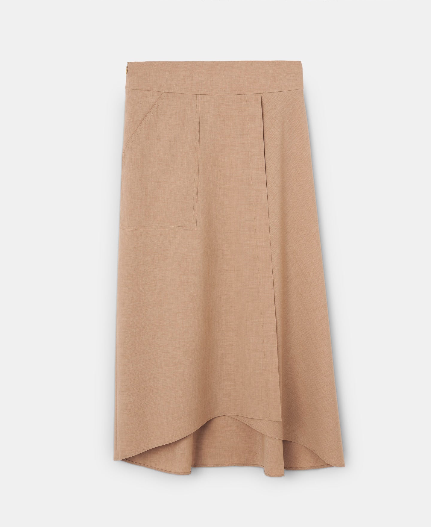 Camel Asymmetrical Skirt With Pocket