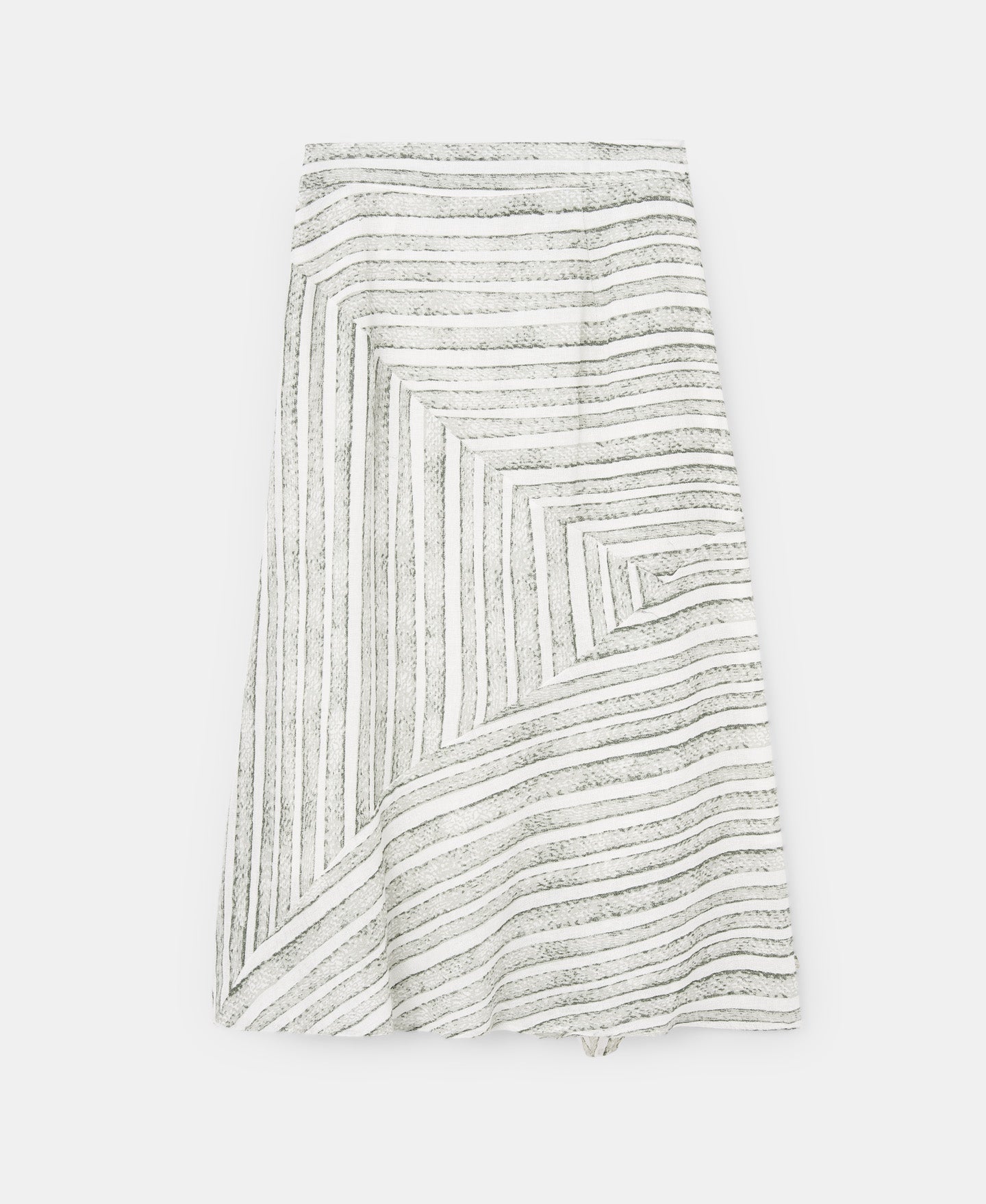 Green Stripe Linen And Cotton Striped Skirt