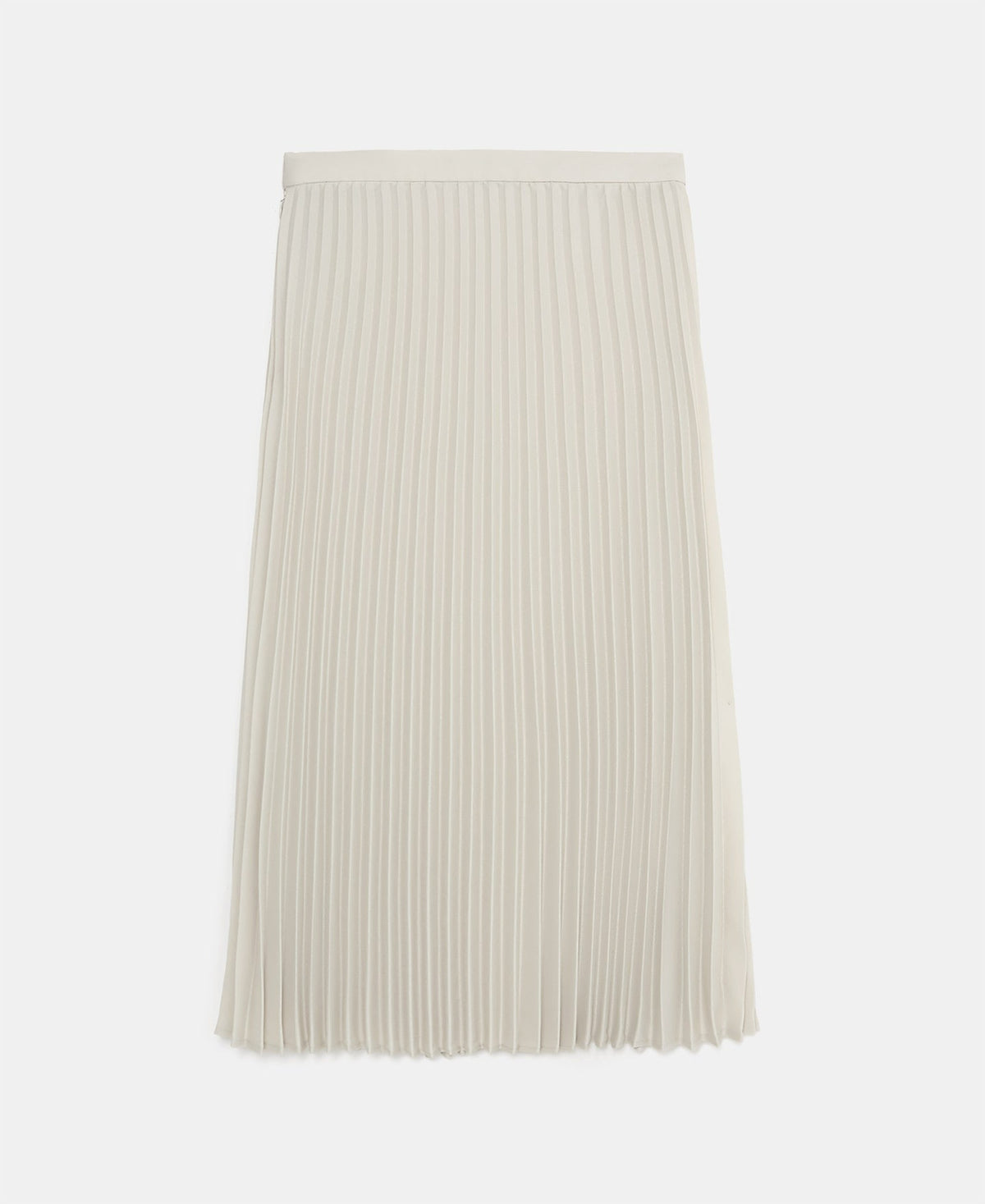 Light Cream Pleated Midi Skirt
