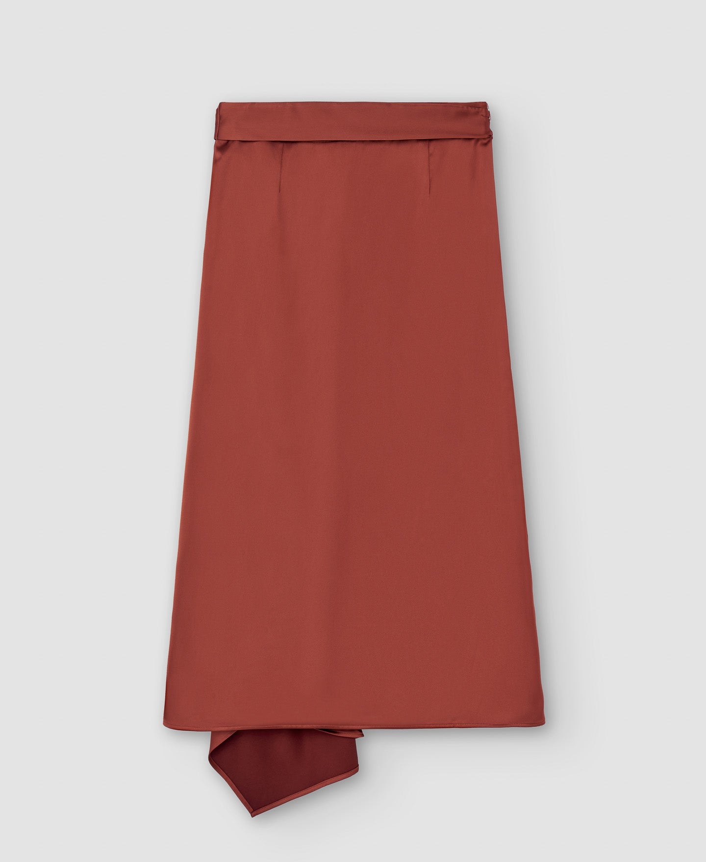 Brick Red Recycled Polyester Midi Skirt