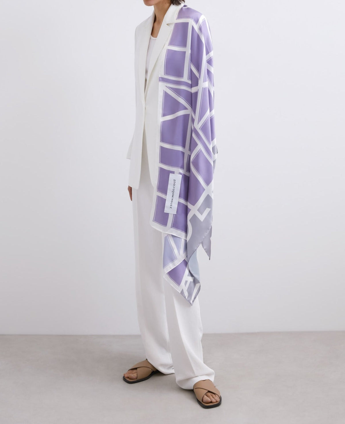 Lilac Straight Printed Foulard With Logo