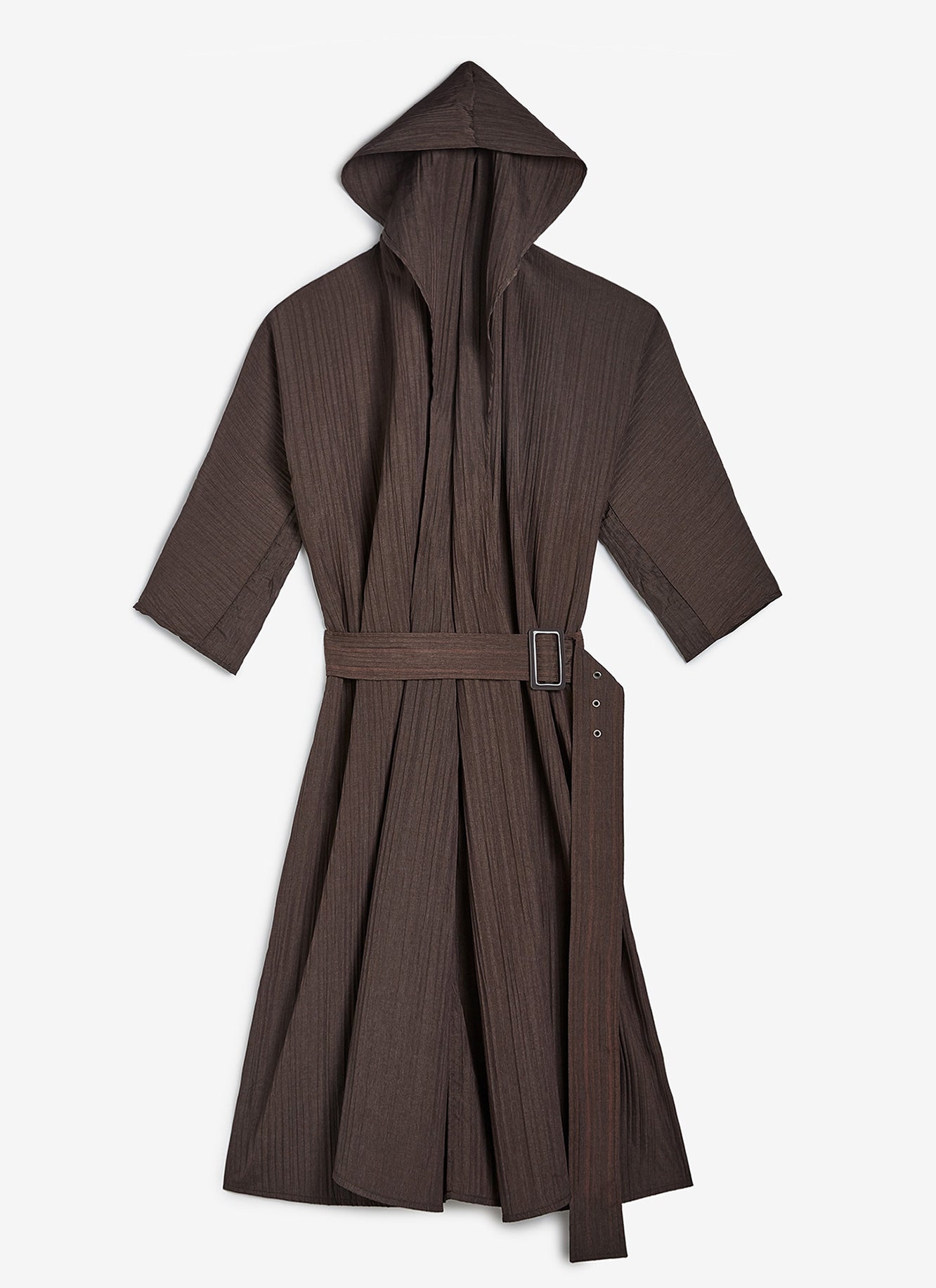 Brown Pleated Trench Coat With Maxi-Lapels
