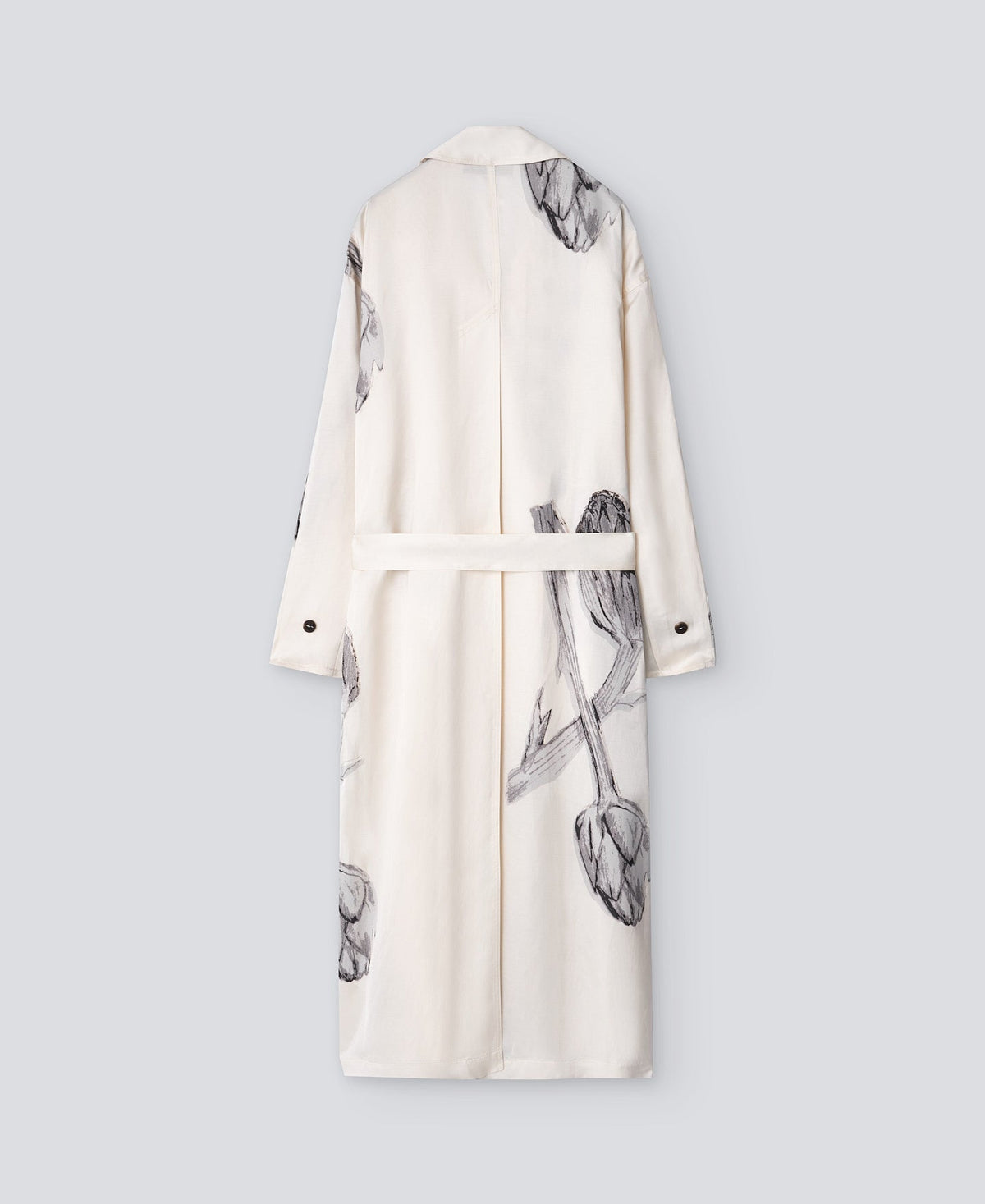 Flower Stamped Floral Printed Trench Coat