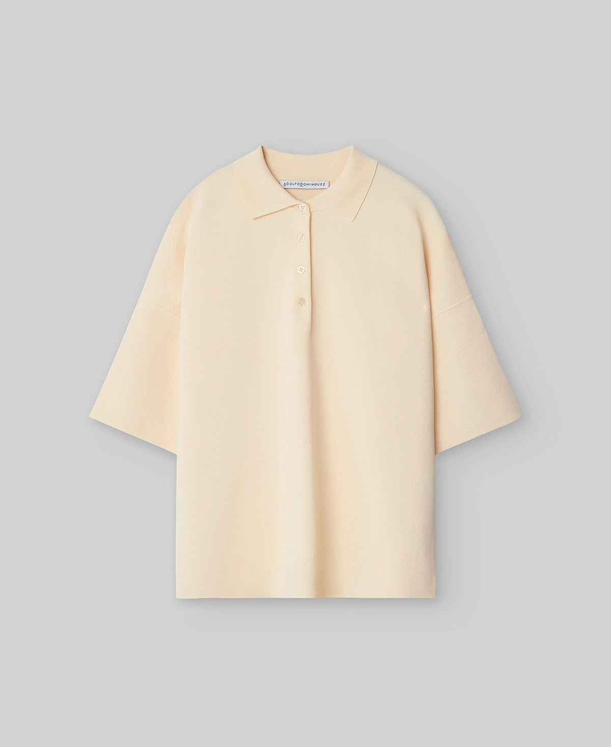Knit Polo Shirt for Women in Light Cream