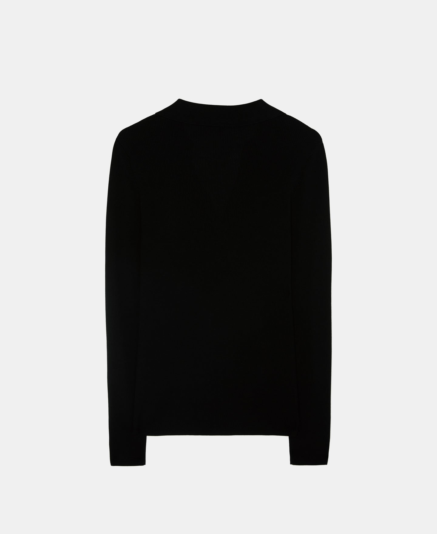 Black Merino Wool Ribbed Sweater