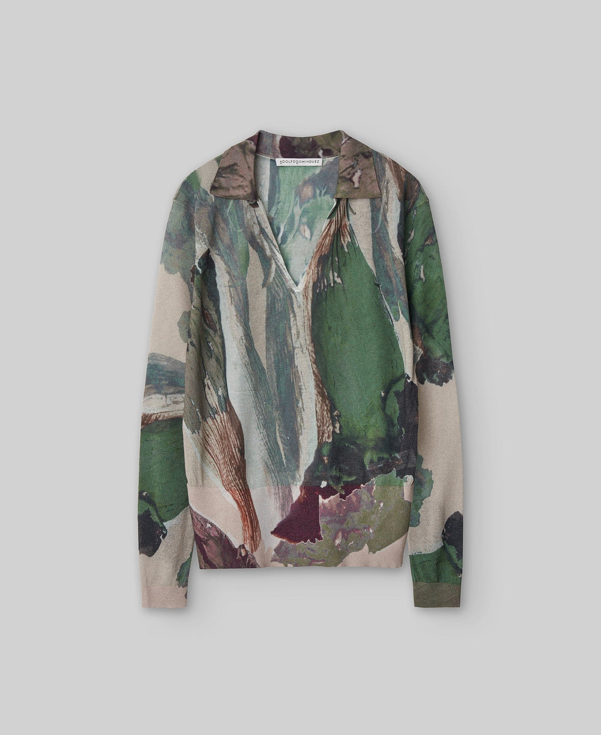 Printed knit sweater woman in green print