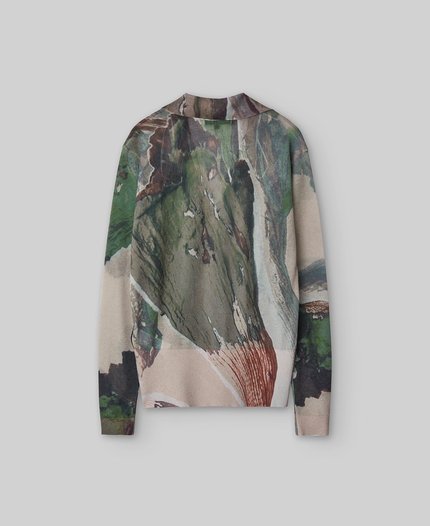 Printed knit sweater woman in green print