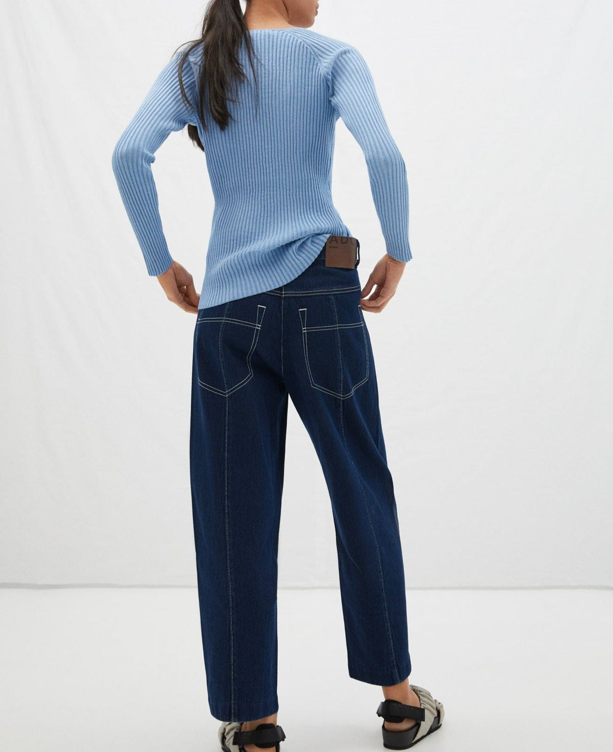 Light Blue Ribbed Round Neck Sweater