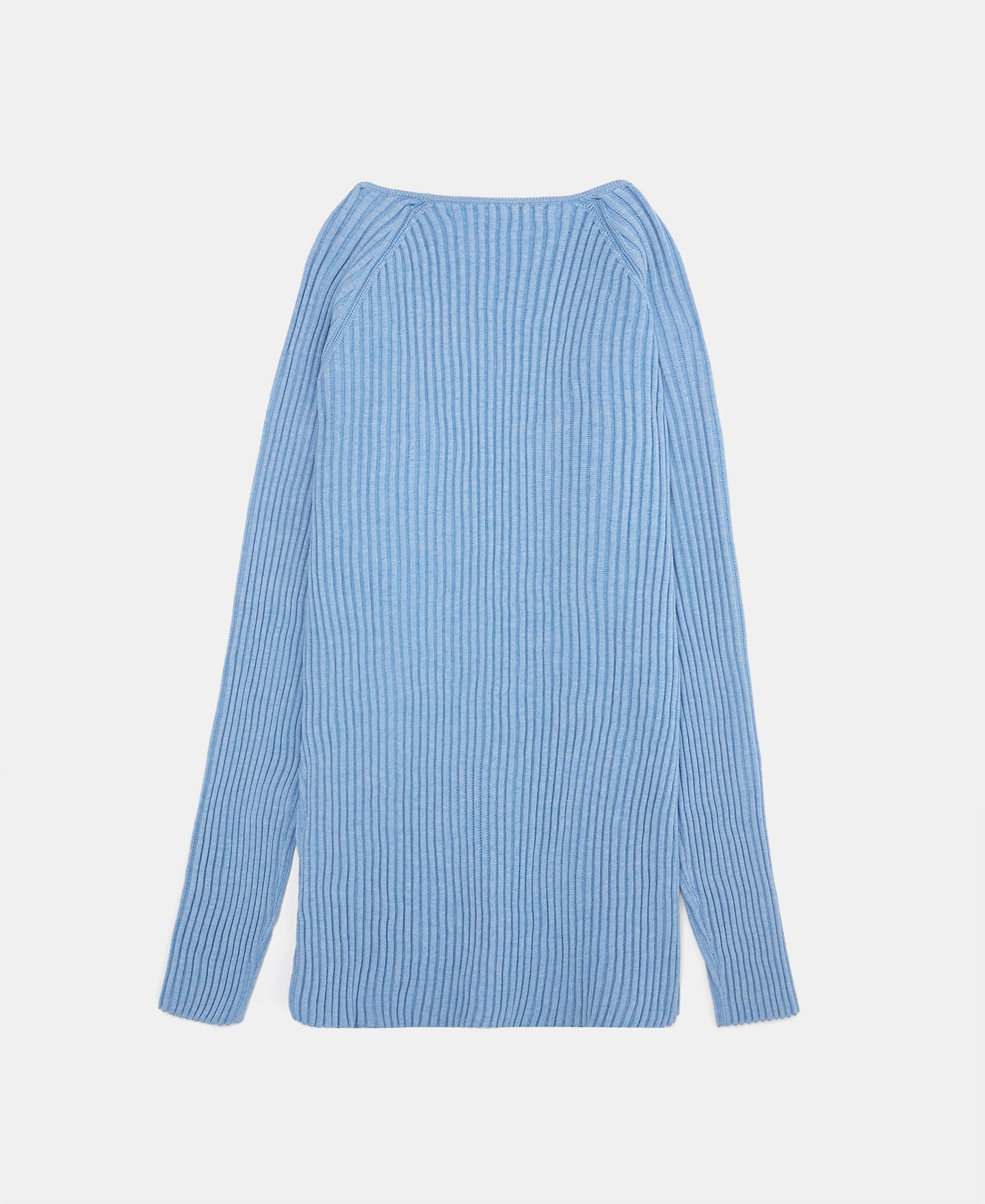 Light Blue Ribbed Round Neck Sweater