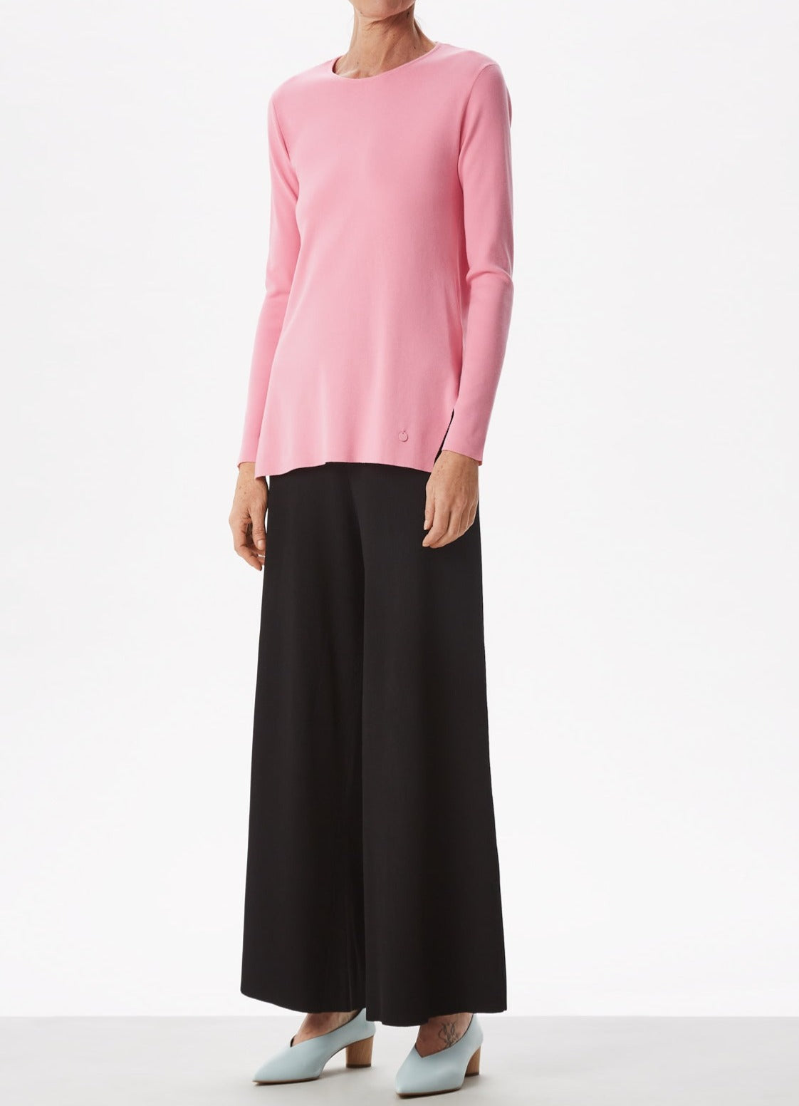 Pink Sweater With Side And Back Slits