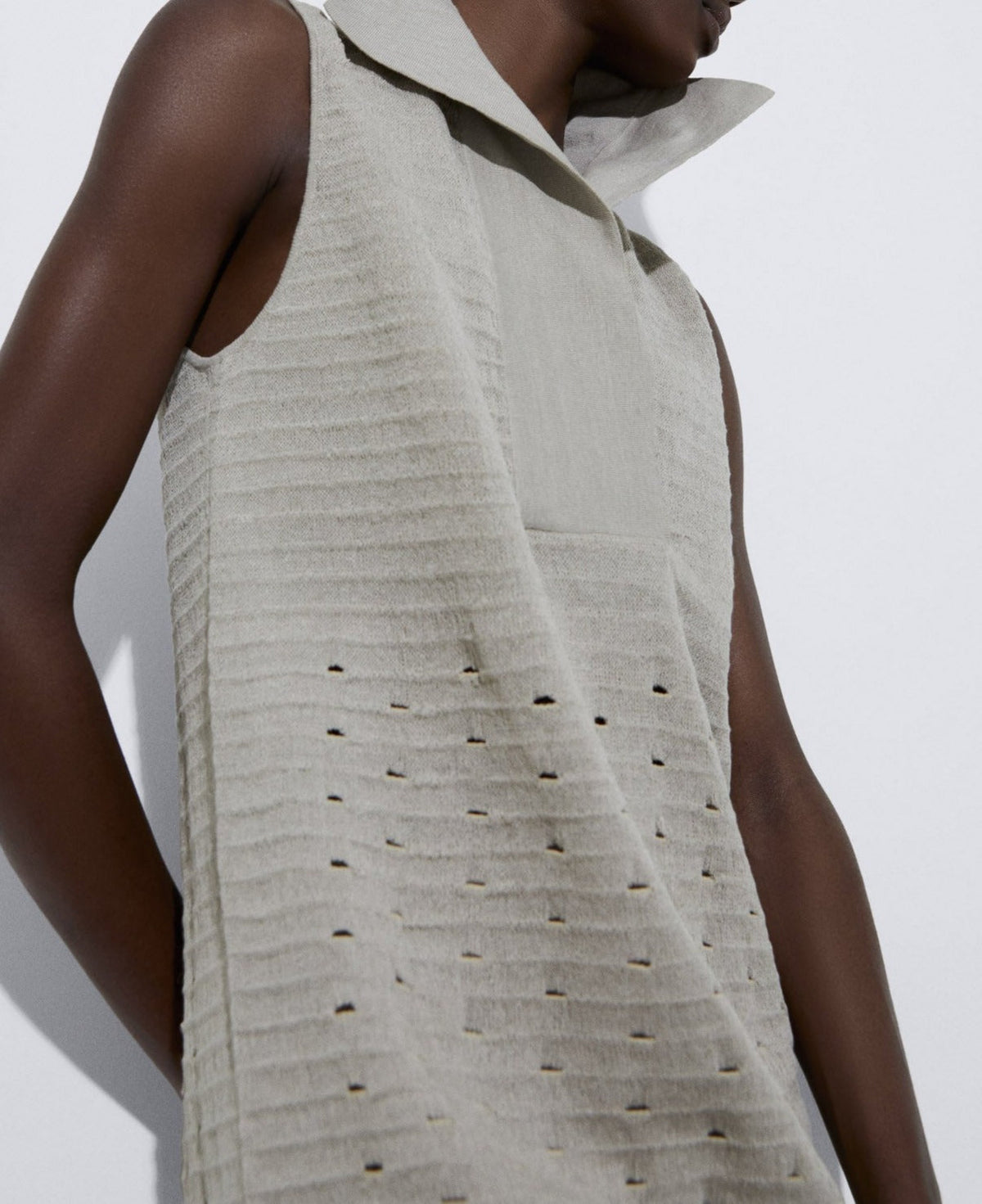 Sand Linen Knitted Openwork Top