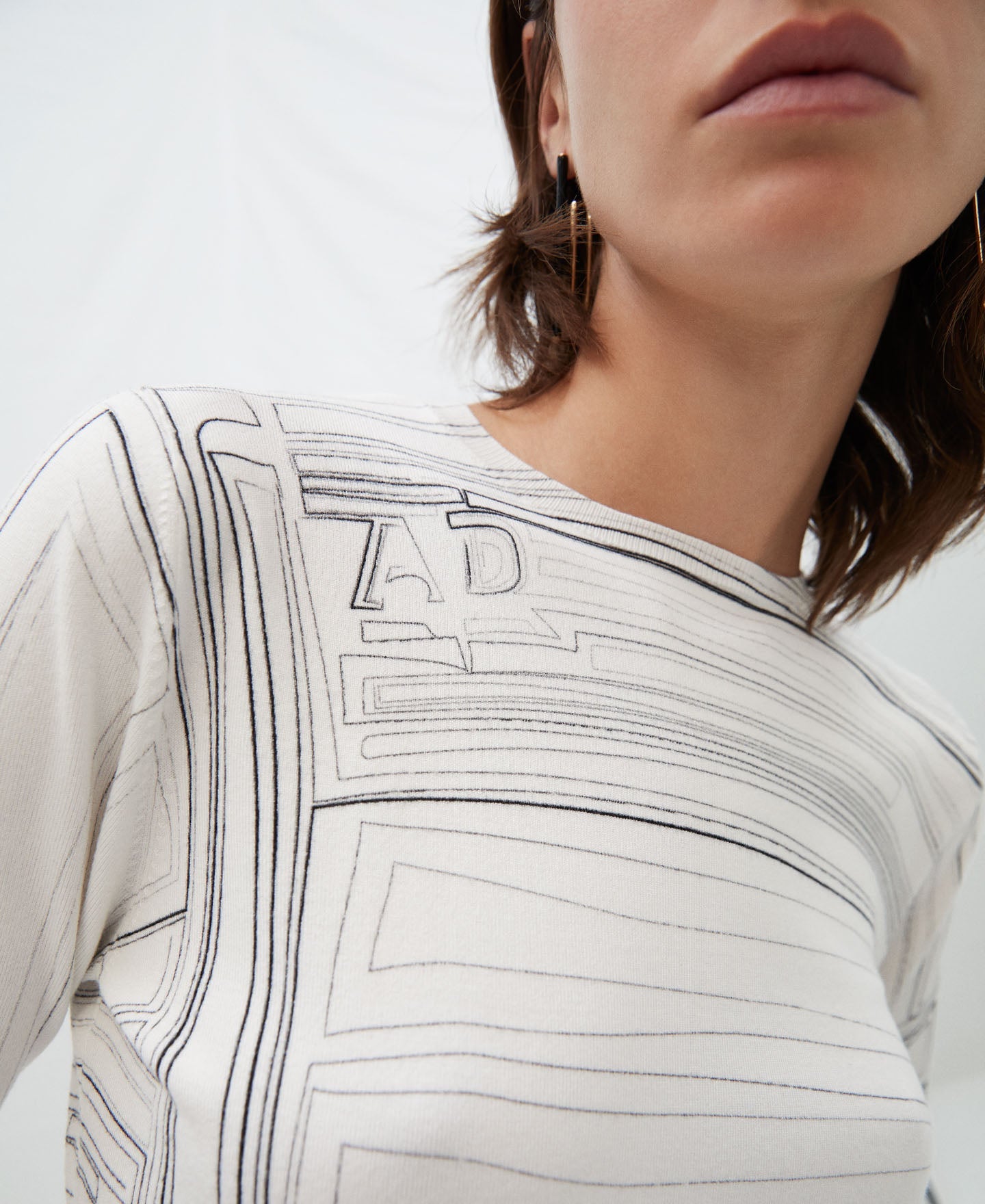 Beige Viscose Printed Sweater