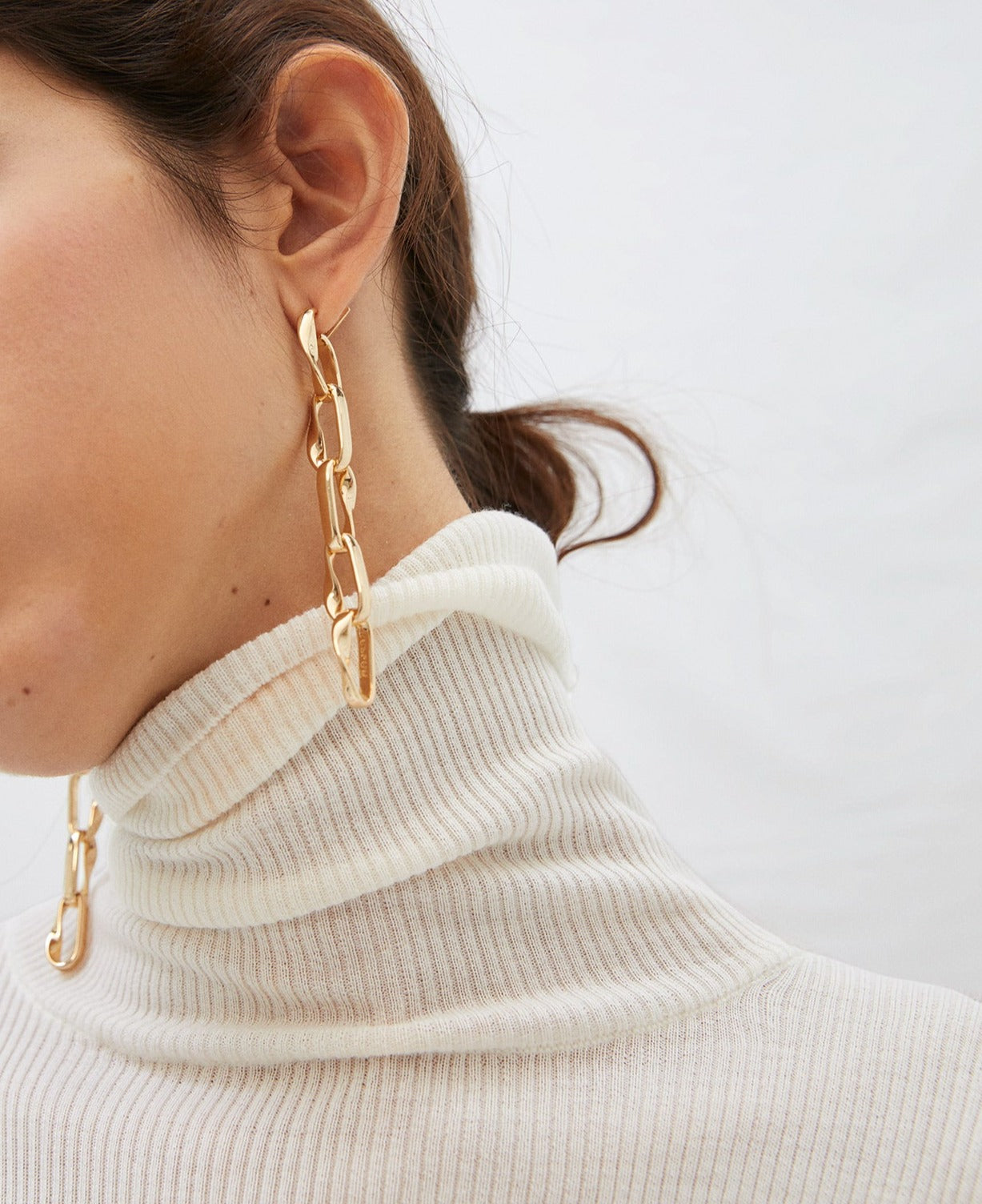 Ecru Merino Wool Turtleneck Sweater