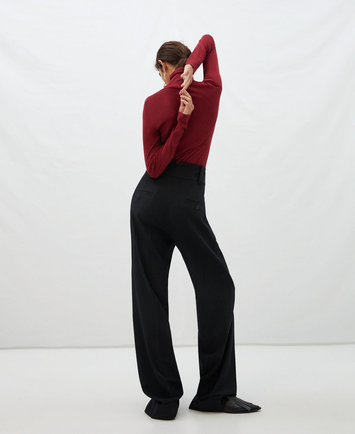 Maroon Merino Wool Turtleneck Sweater
