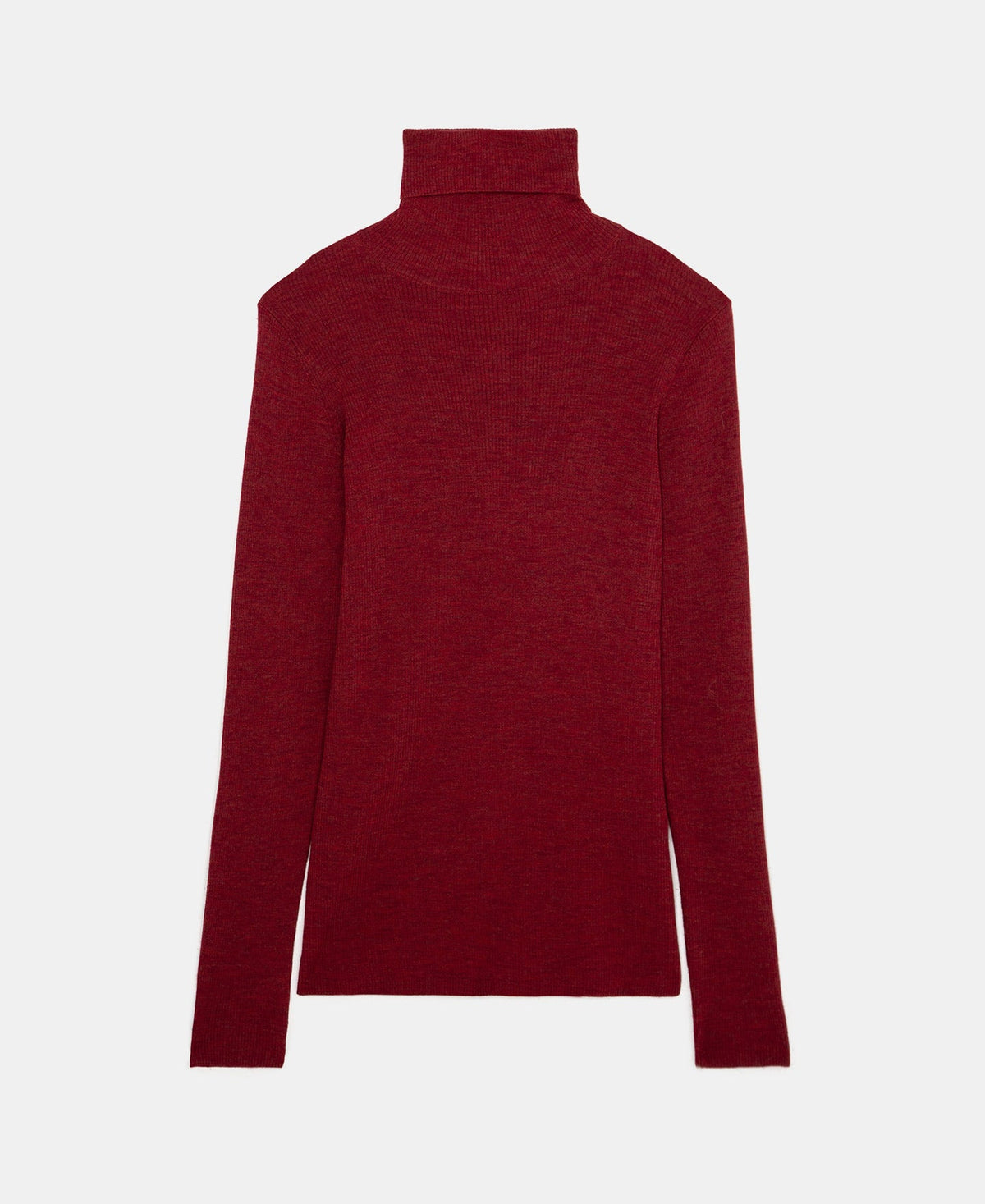 Maroon Merino Wool Turtleneck Sweater