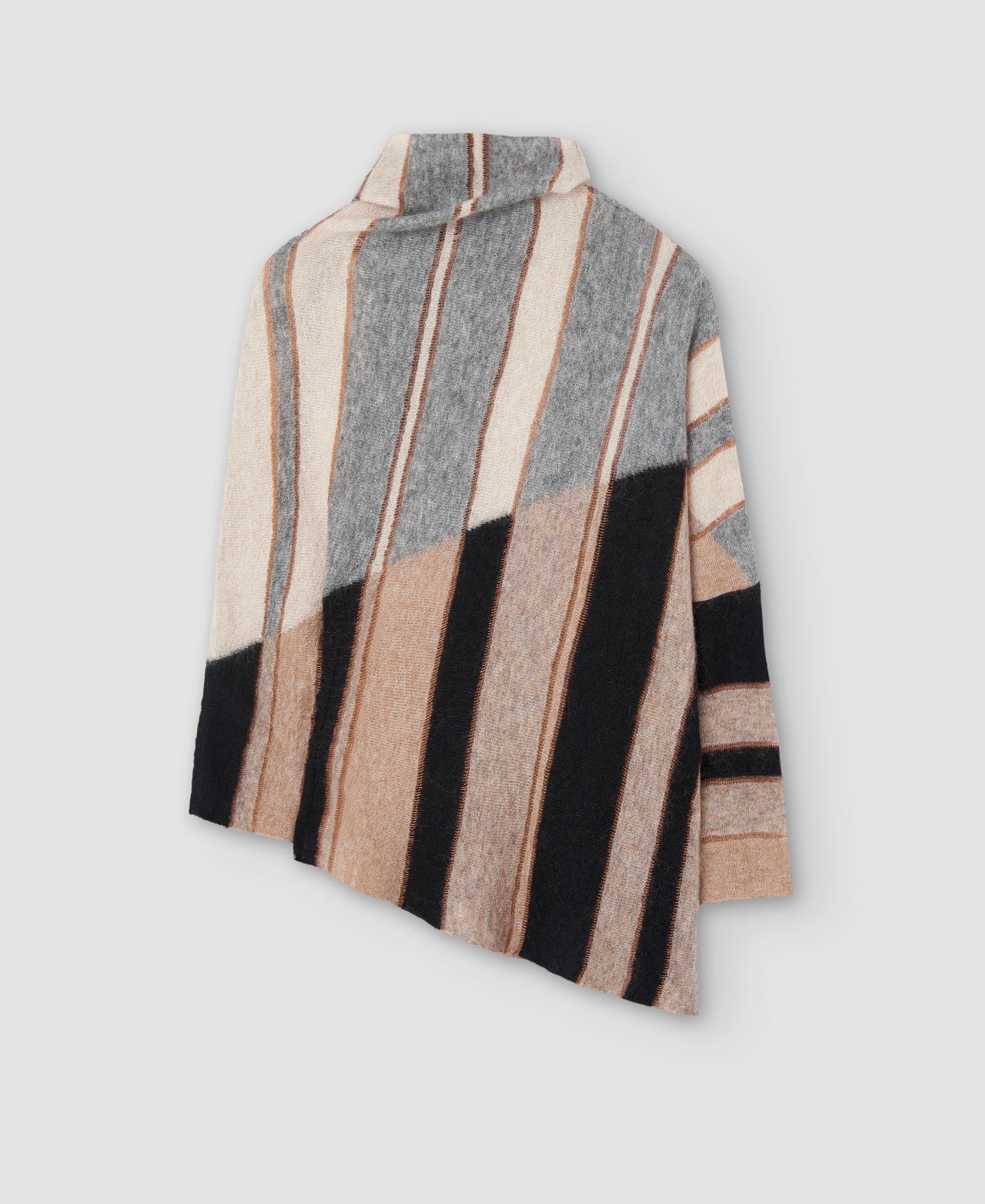 Black Stripe Mohair Fabric Intarsia Sweater