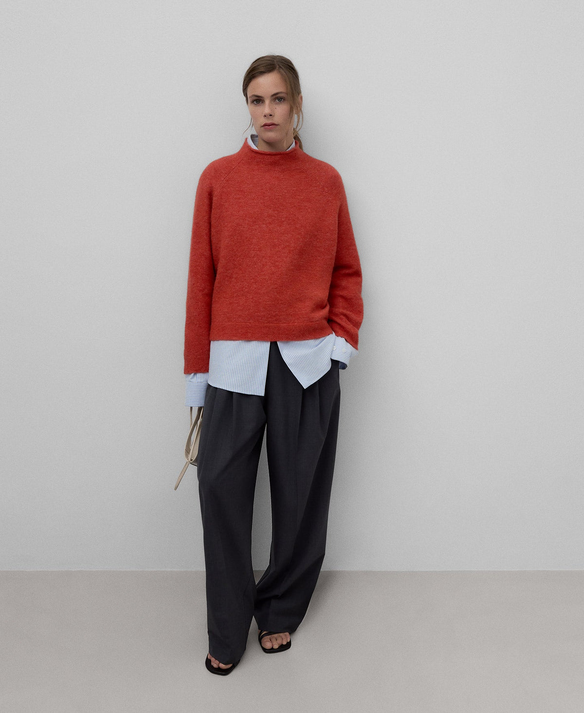 Alpaca Blend Knit Sweater in Dark Orange