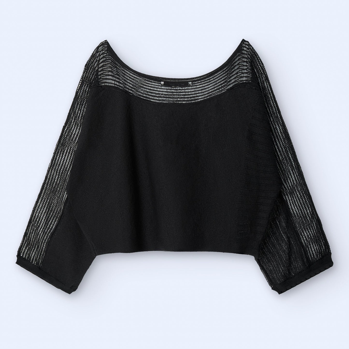 Black Lace Knit Short Sweater