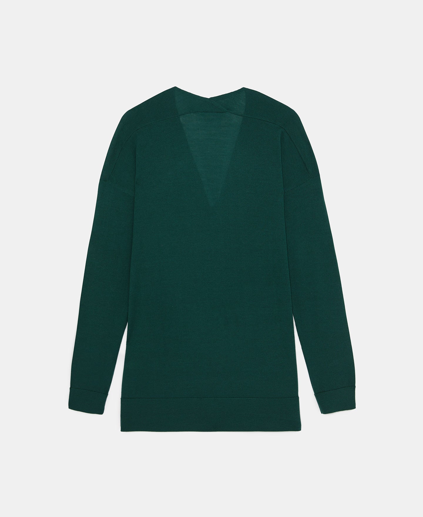 Green V-Neck Sweater In Merino Wool
