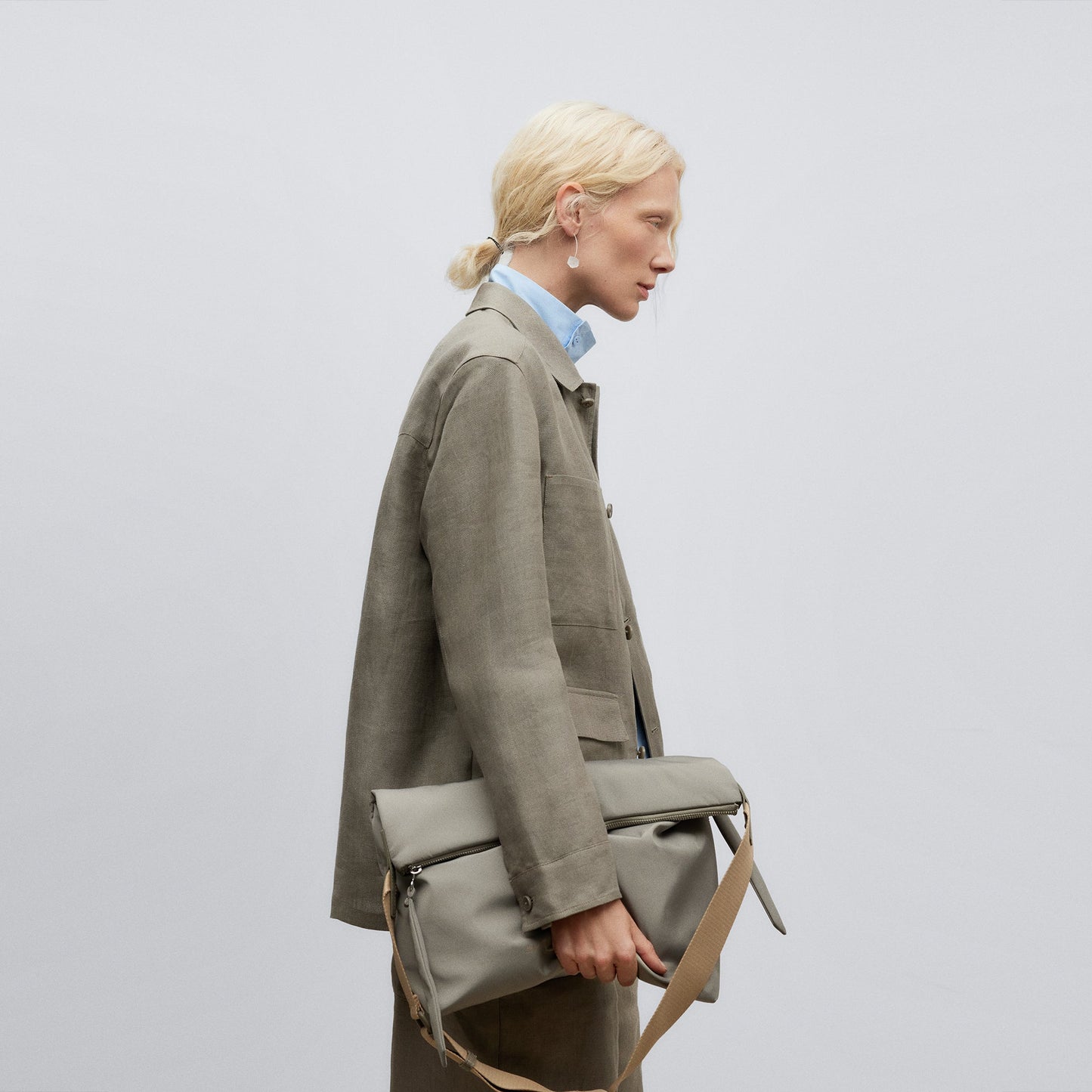 White Resin And Brass Earrings