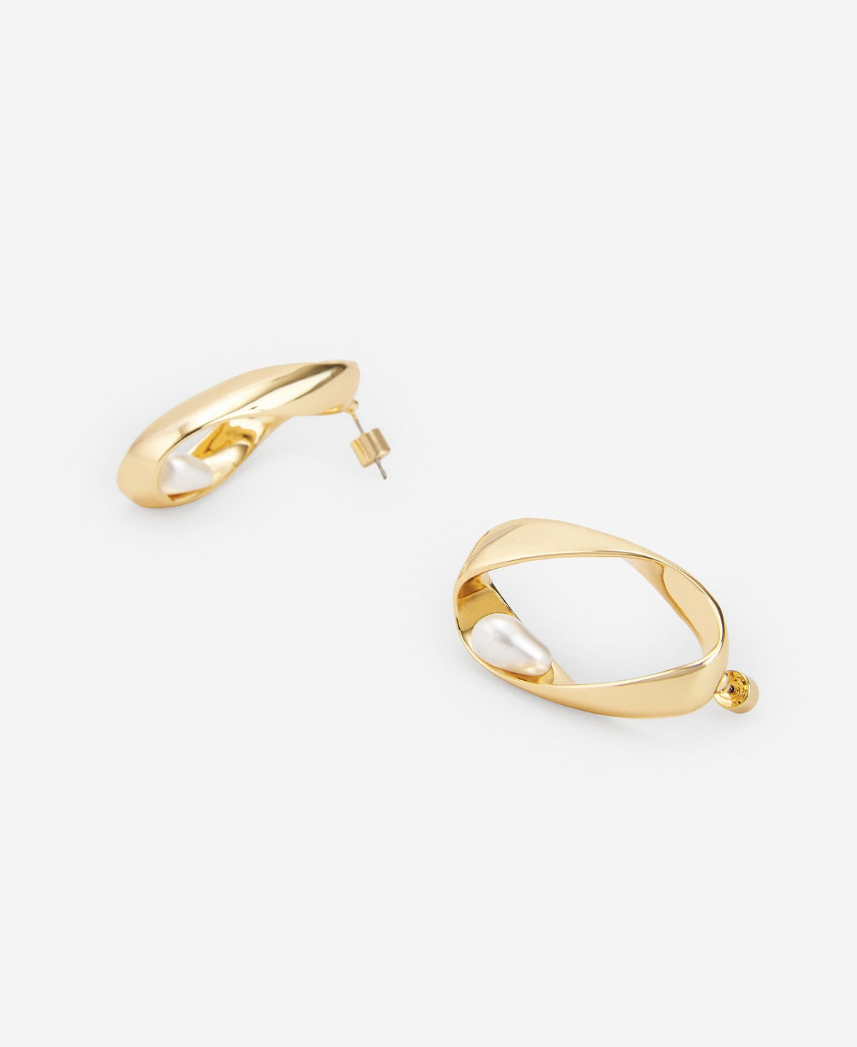 Gold Synthetic Pearl Twist Earring Woman