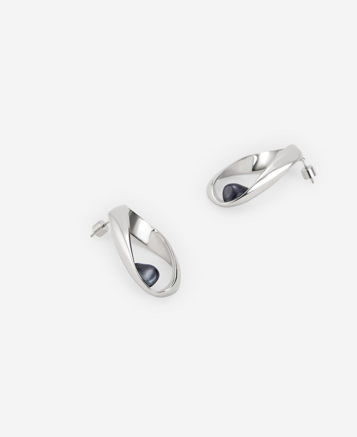 Silver Color Synthetic Pearl Twist Earring Woman