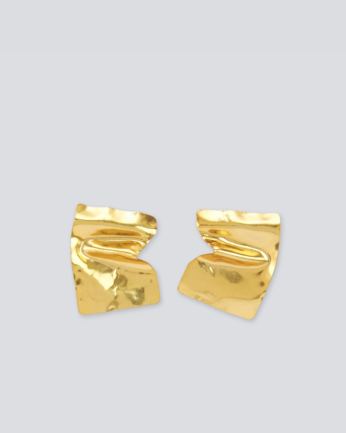 Gold Crumpled Paper Motif Earrings