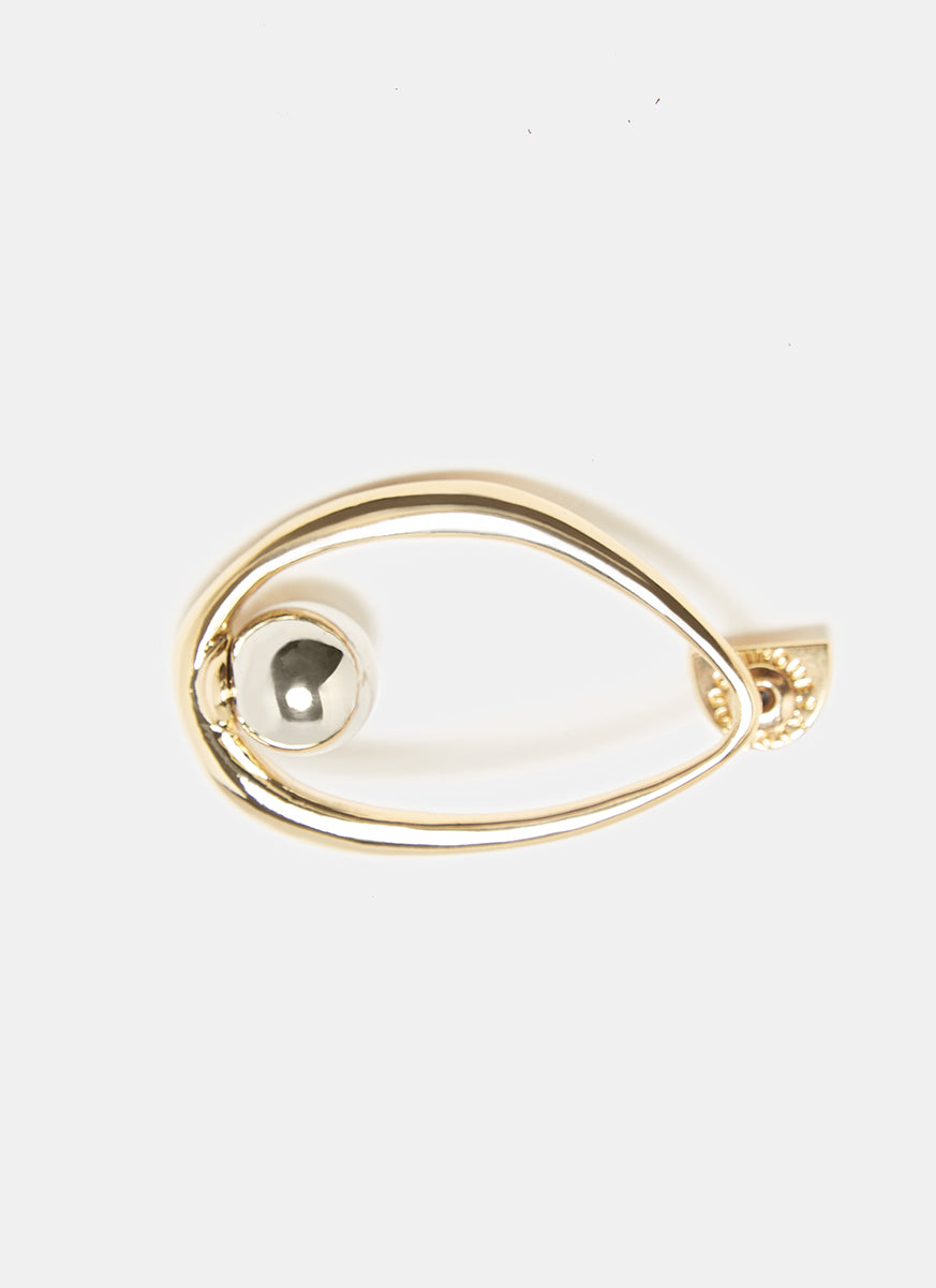 Gold/Silver Short Oval Silhouette Earrings