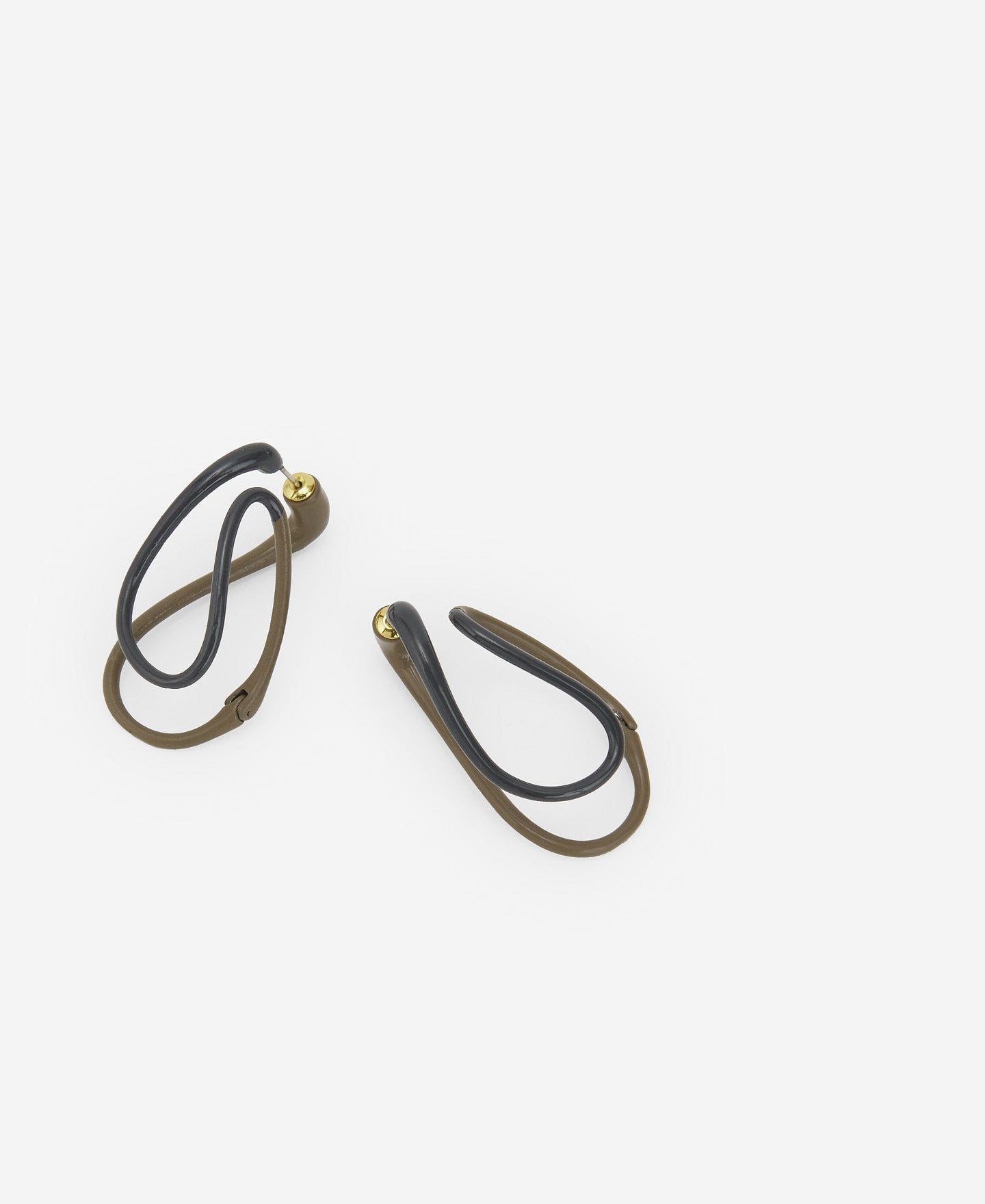 Grey/Brown Two-Colour Lacquered Earring