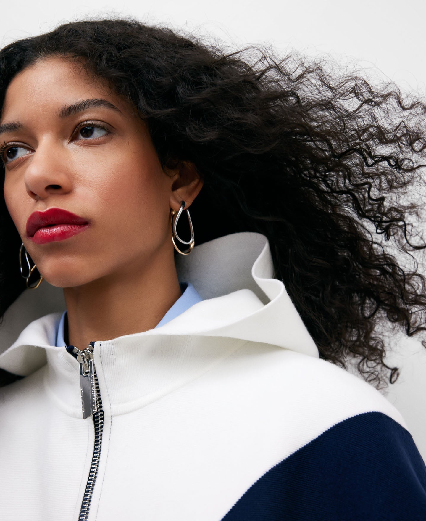 Gold/Silver Two-Colour Lacquered Earring