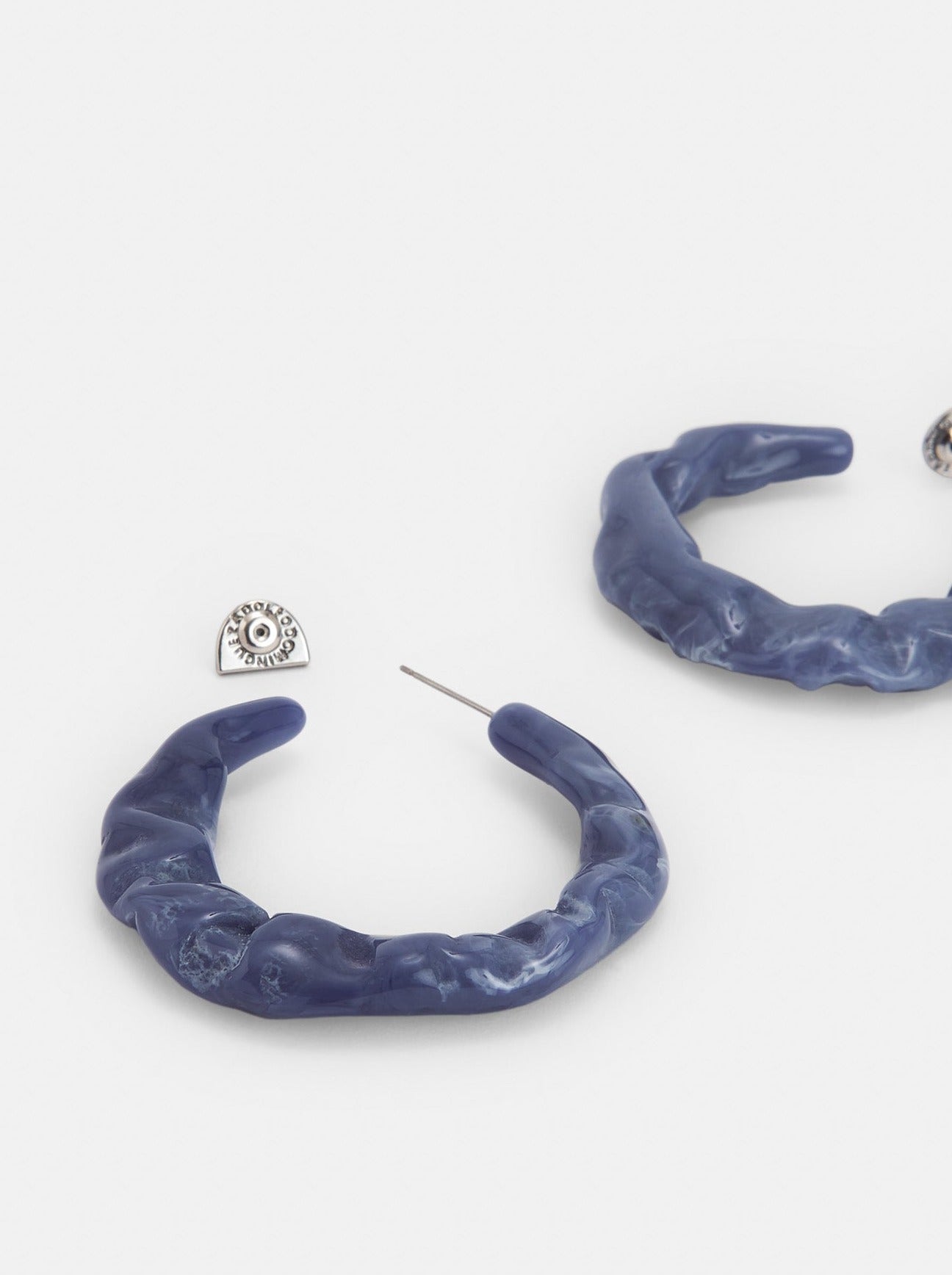 Blue Resin Hoop Earrings