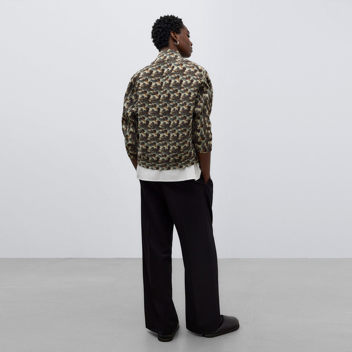 Brown Print Crinkle Printed Sweatshirt