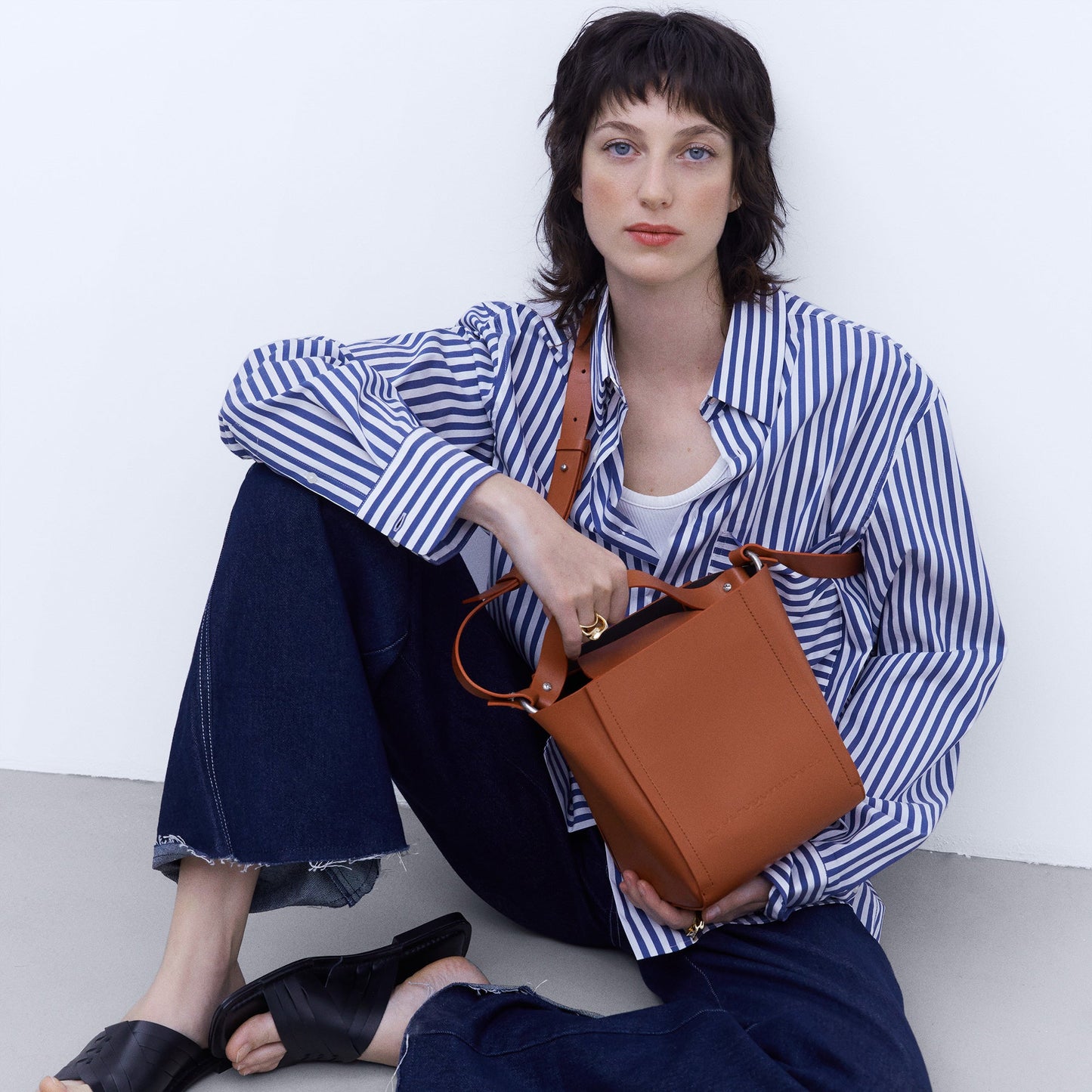 Red Spanish Leather Bucket Bag