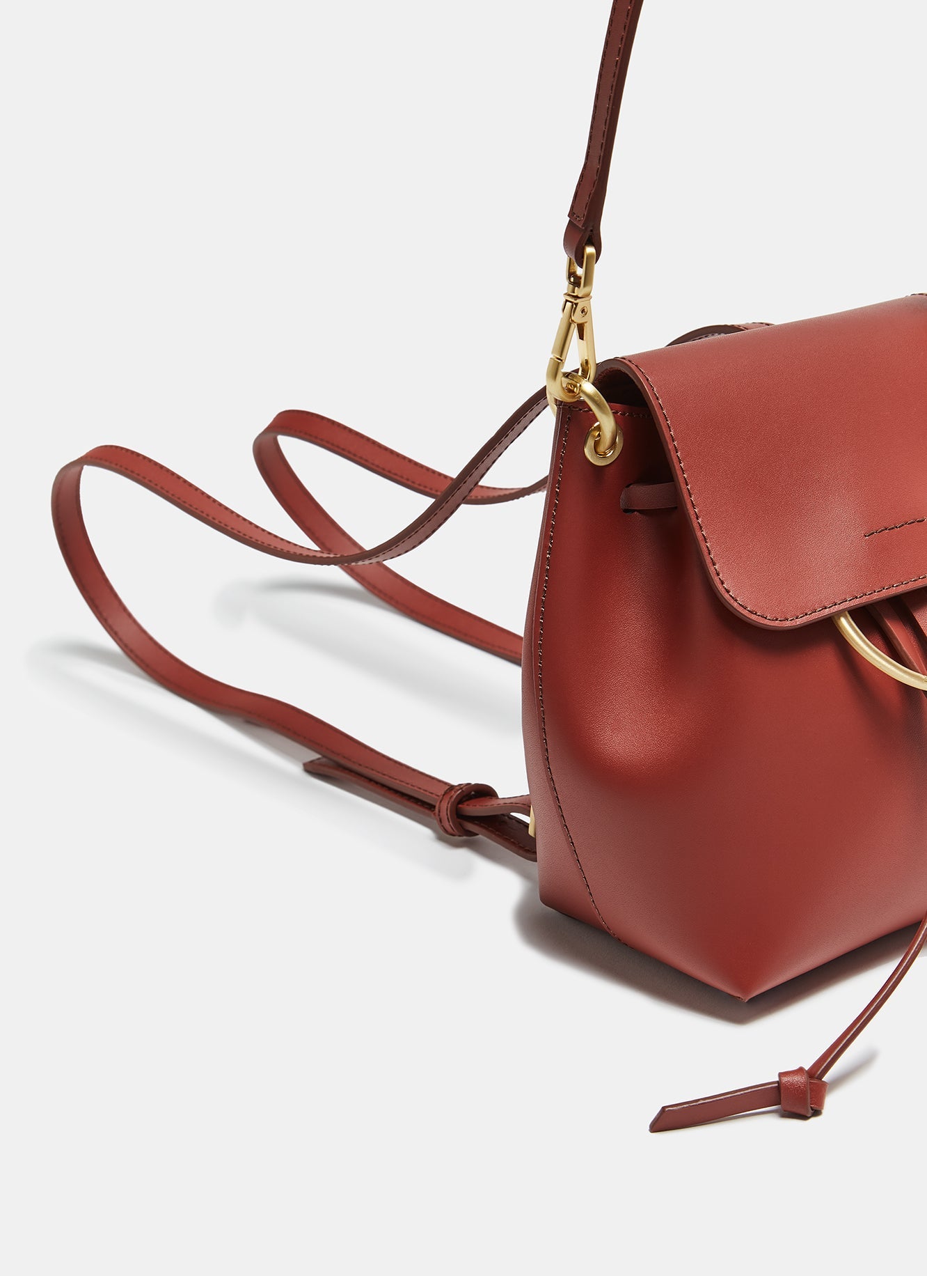 Orange Unlined Vachetta Leather Mini Backpack