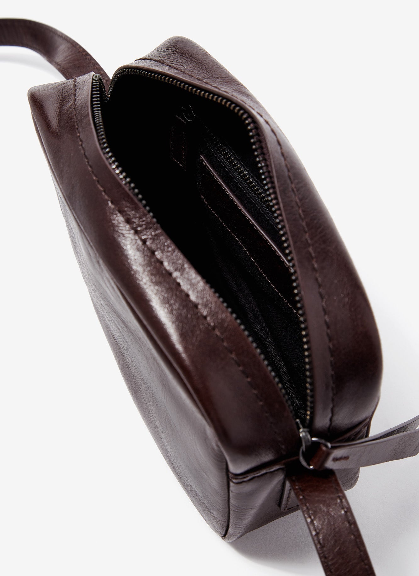 Brown Crackled Glossy Leather Crossbody Bag