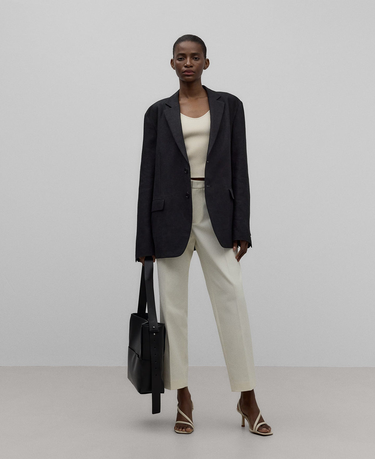 Ecru ankle-length trousers woman in ecru