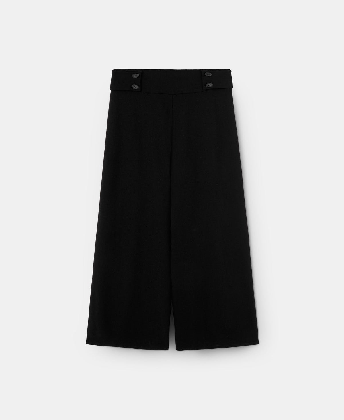 Black Wide Trousers With Button Detail