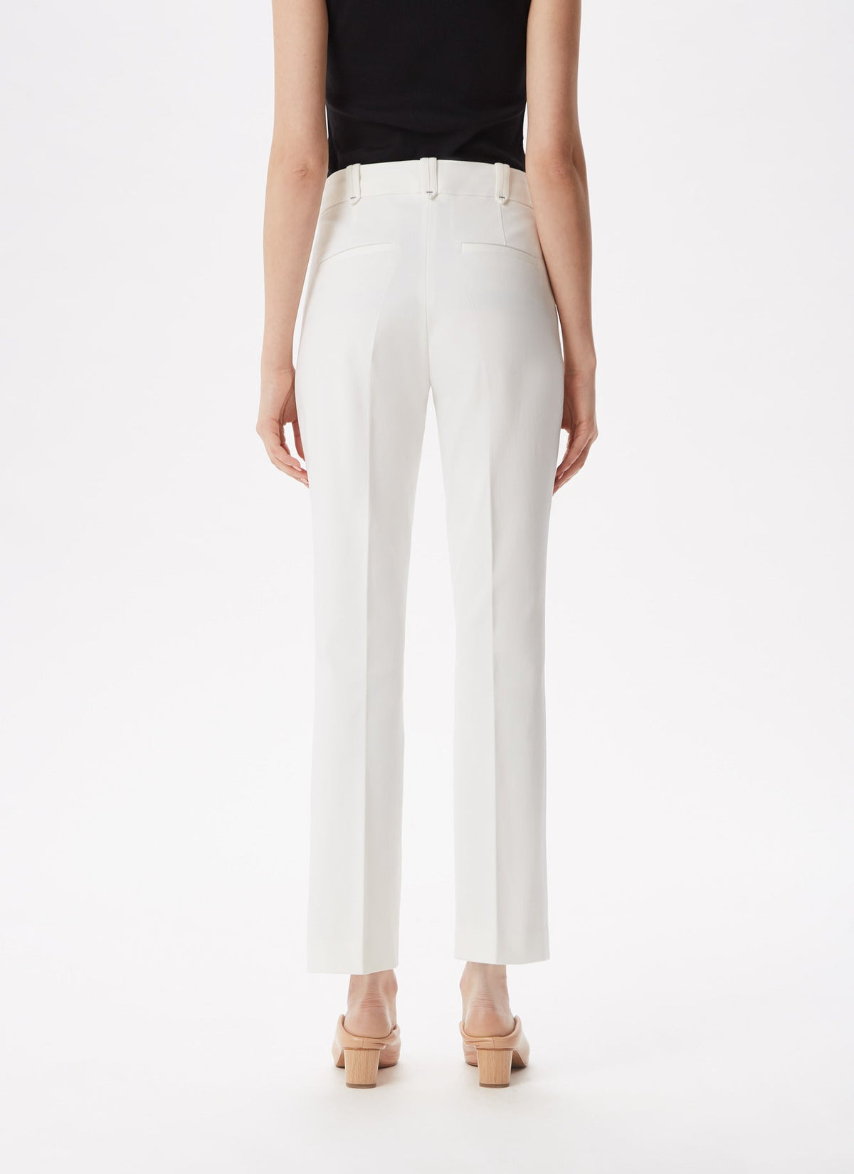 White Ankle Length Elastic Trousers