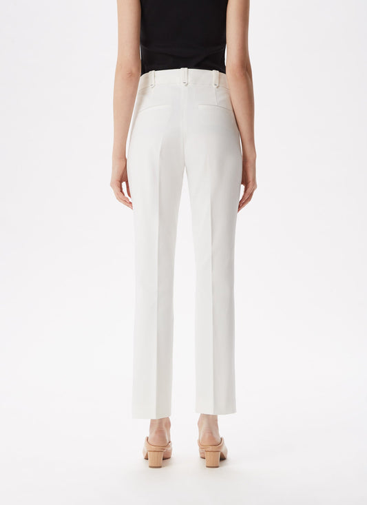White Ankle Length Elastic Trousers