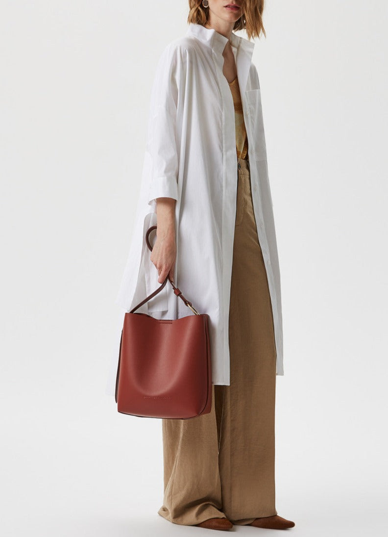 Camel Straight Leg Trousers With Flap Pocket