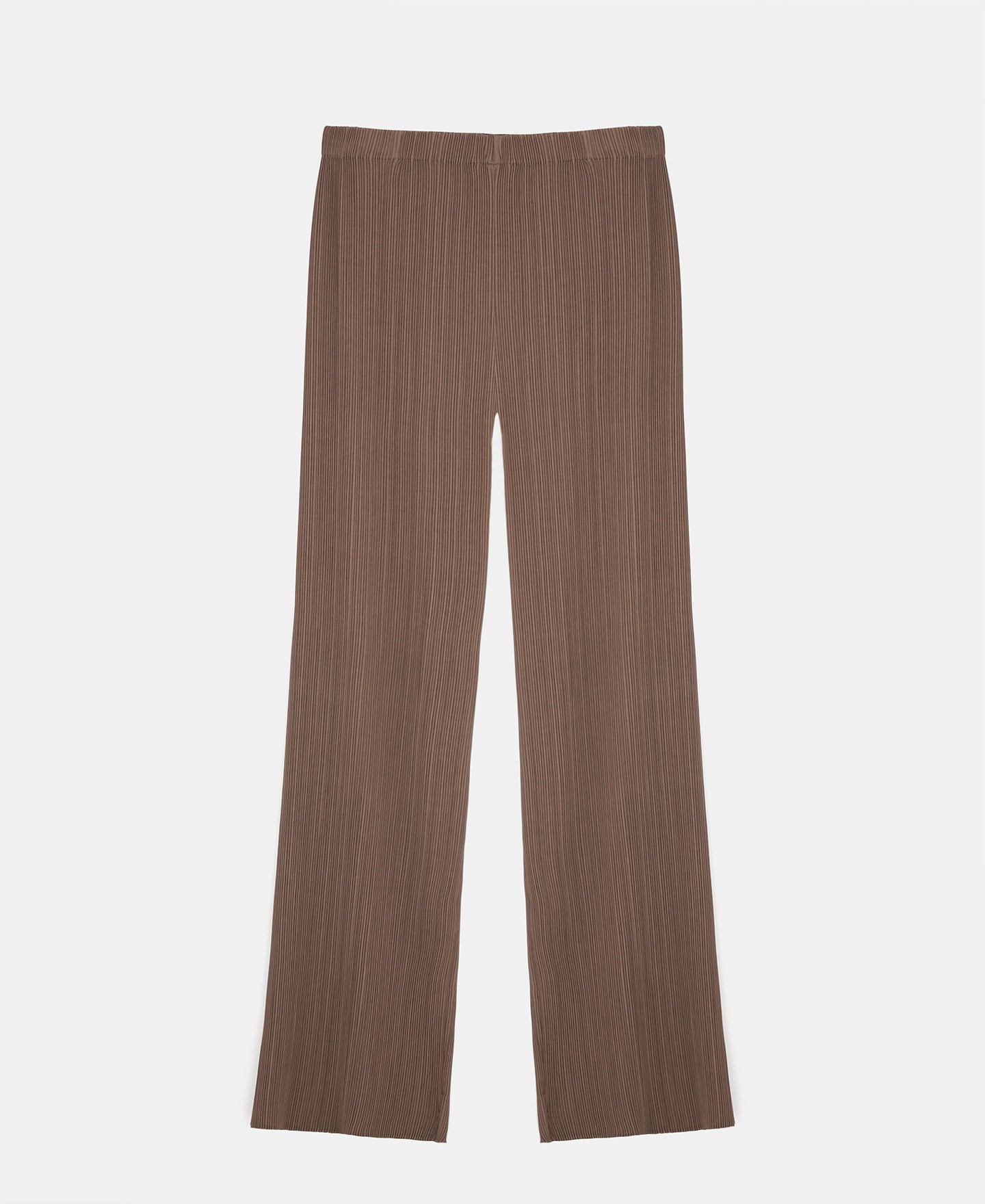 Taupe Straight Crinkle Pants