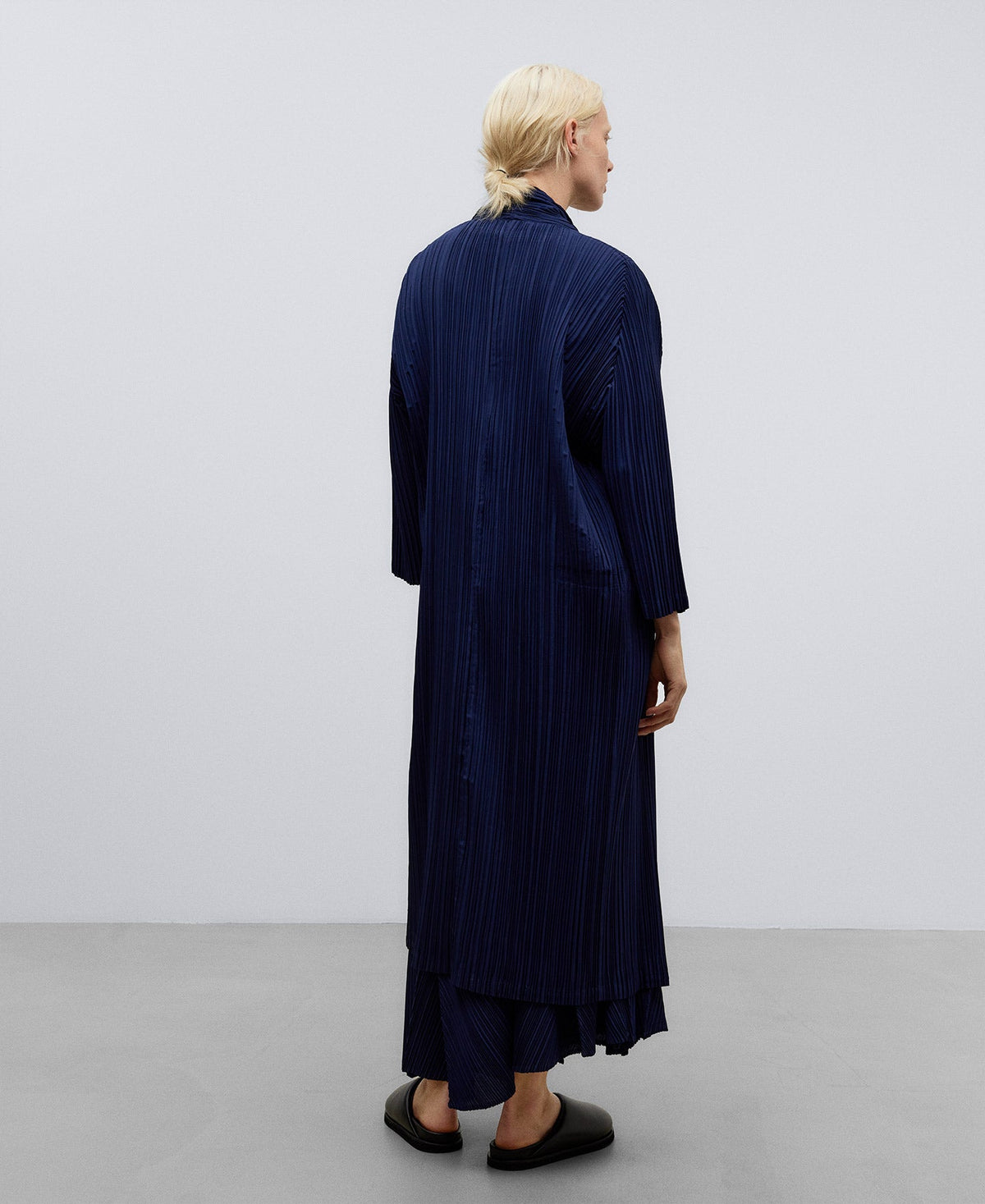Navy Blue Crinkle Palazzo Trousers