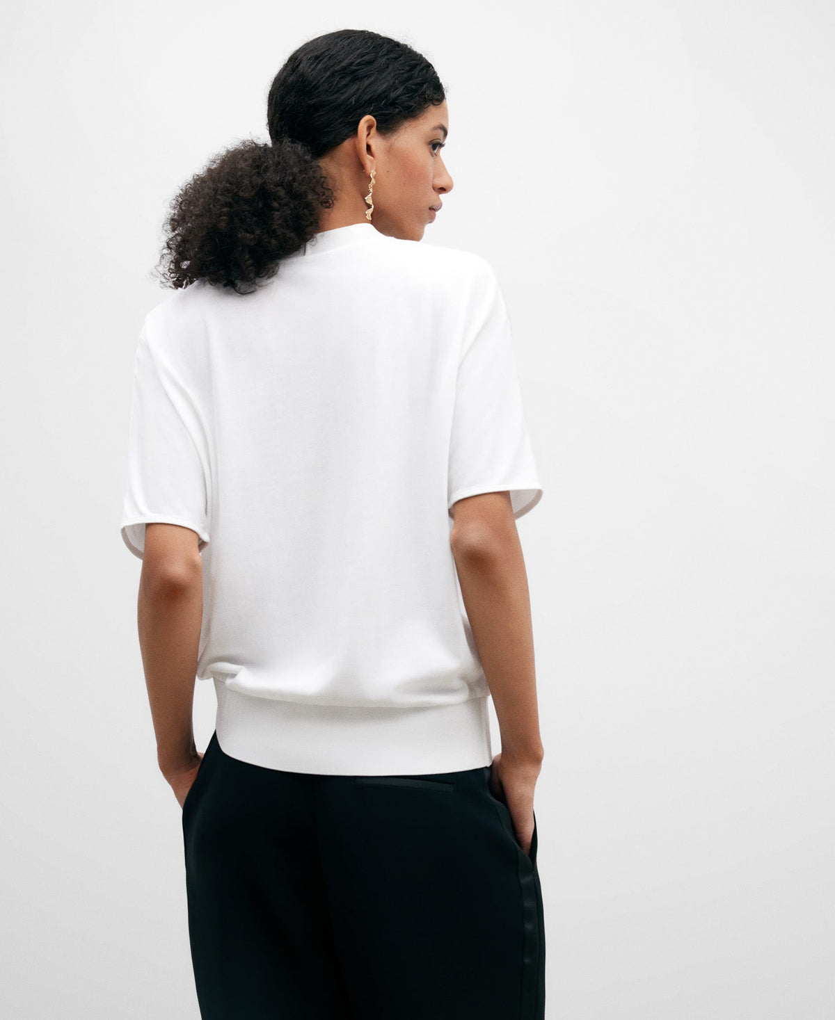 White V-Neckline Viscose Blouse Woman