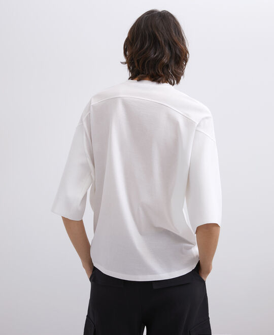 White Fluid Viscose And Cotton T-Shirt