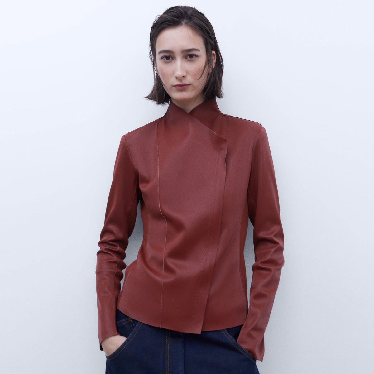 Terracotta Leather Moto Jacket