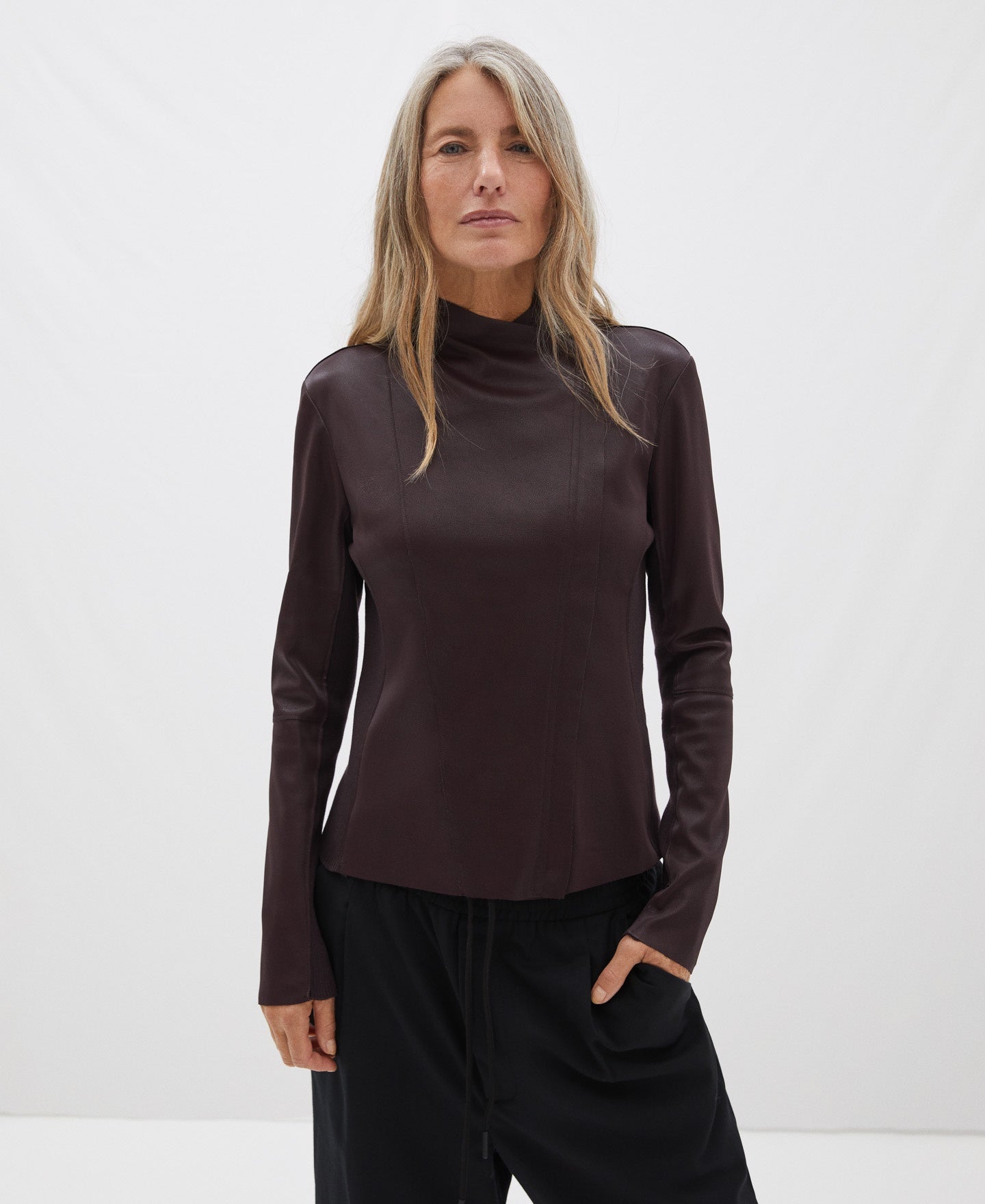 Burgundy Eco-Leather Biker Jacket