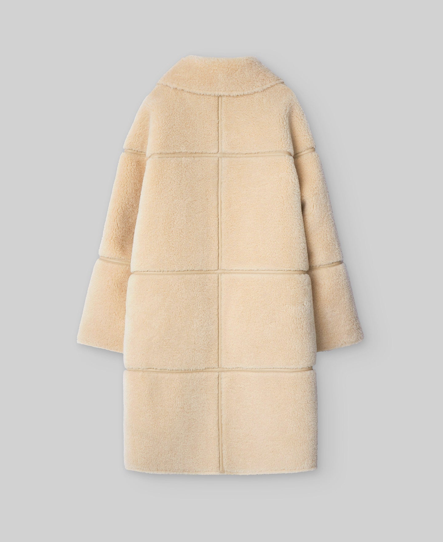 Long Shearling Coat For Women in Light Cream